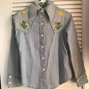Denim cactus button down